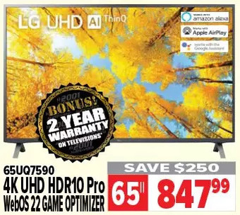 2001 Audio Video Lg 4k uhd hdr10 pro webos 22 game optimizer offer