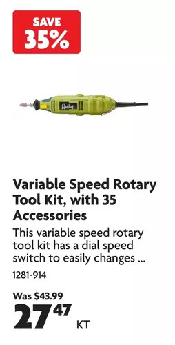 Home Hardware Variable speed rotary tool kit, with 35 accessories offer