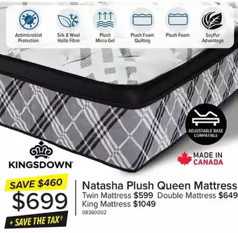 Leon's Kingsdown natasha plush queen mattress | twin mattress | double mattress | king mattress offer