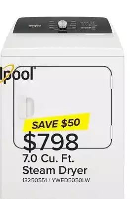 Leon's Whirlpool 7.0 cu. ft. steam dryer offer
