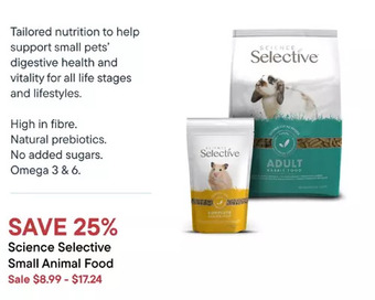 Petvalu Science selective small animal food offer