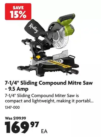 Home Hardware 7-1/4 sliding compound mitre saw - 9.5 amp offer