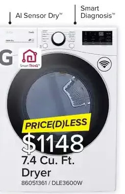 Leon's Lg 7.4 cu. ft. dryer offer