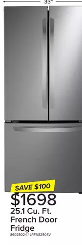 Leon's Lg 25.1 cu. ft. french door fridge offer
