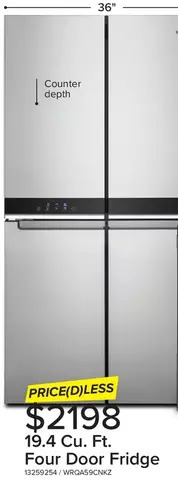 Leon's Whirlpool 19.4 cu. ft. four door fridge offer