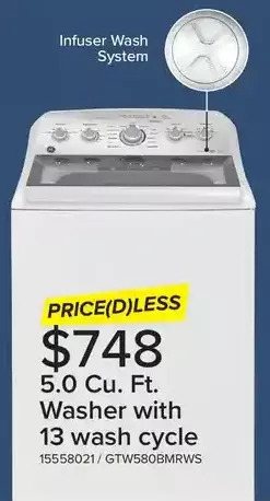 Leon's Ge 5.0 cu. ft. washer with 13 wash cycle offer
