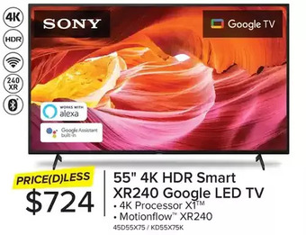 Leon's Sony 55 4k hdr smart xr240 google led tv offer