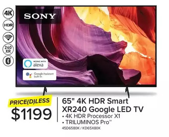 Leon's Sony 65 4k hdr smart xr240 google led tv offer