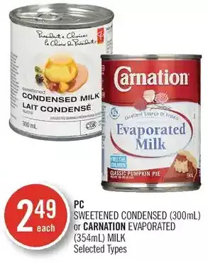 Shoppers Drug Mart Pc sweetened condensed or carnation evaporated milk offer