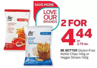 Rexall Be better gluten-free kettle chips or veggie straws offer