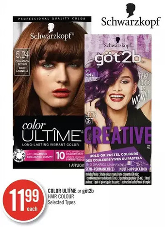 Shoppers Drug Mart Color ultîme or göt2b hair colour offer