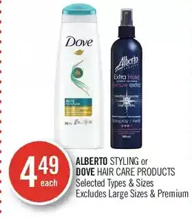 Shoppers Drug Mart Alberto styling or dove hair care products offer