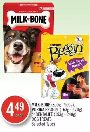 Shoppers Drug Mart Milk-bone, purina beggin' or dentalife dog treats offer