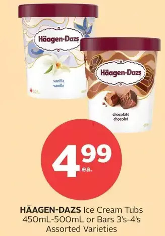 Rexall Häagen-dazs ice cream tubs or bars offer