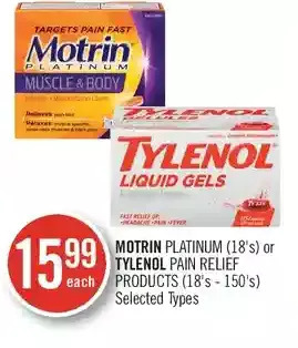 Shoppers Drug Mart Motrin platinum or tylenol pain relief products offer