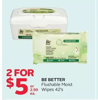 Rexall Be better flushable moist wipes offer