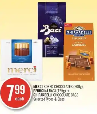 Shoppers Drug Mart Merci boxed chocolates, perugina baci or ghirardelli chocolate bags offer