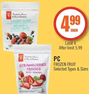 Shoppers Drug Mart Pc frozen fruit offer