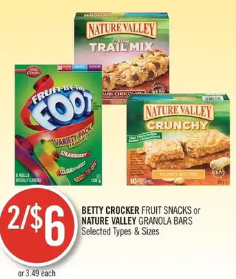 Shoppers Drug Mart Betty crocker fruit snacks or nature valley granola bars offer