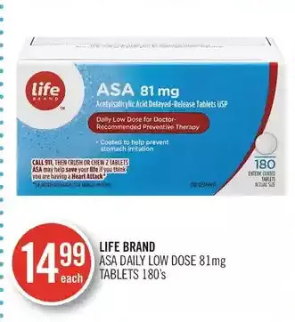 Shoppers Drug Mart Life brand asa daily low dose tablets offer