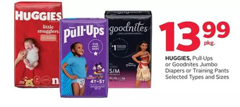 Rexall Huggies, pull-ups or goodnites jumbo diapers or training pants offer