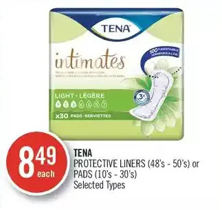 Shoppers Drug Mart Tena protective liners or pads offer