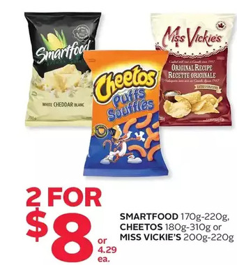 Rexall Smartfood, cheetos or miss vickie's offer
