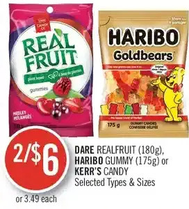 Shoppers Drug Mart Dare realfruit, haribo gummy or kerr's candy offer