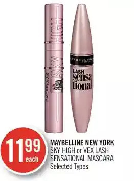 Shoppers Drug Mart Maybelline new york sky high or vex lash sensational mascara offer