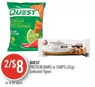 Shoppers Drug Mart Quest protein bars or chips offer
