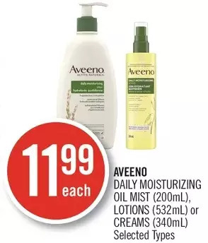 Shoppers Drug Mart Aveeno daily moisturizing oil mist, lotions or creams offer