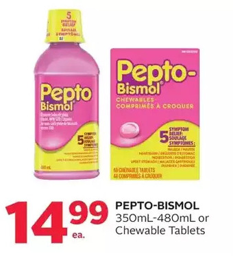 Rexall Pepto-bismol or chewable tablets offer