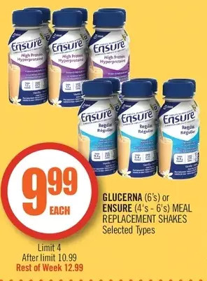 Shoppers Drug Mart Glucerna or ensure meal replacement shakes offer