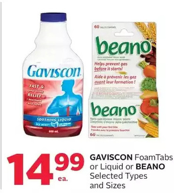 Rexall Gaviscon foamtabs or liquid or beano offer