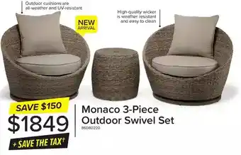 Leon's Monaco 3-piece outdoor swivel set offer
