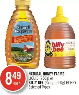Shoppers Drug Mart Natural honey farms liquid or billy bee honey offer