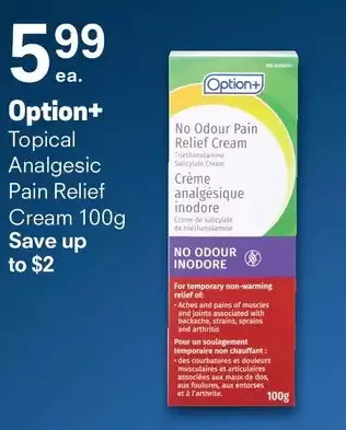 Guardian Pharmacy Option+ topical analgesic pain relief cream offer