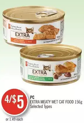 Shoppers Drug Mart Pc extra meaty wet cat food offer
