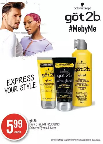 Shoppers Drug Mart Göt2b hair styling products offer