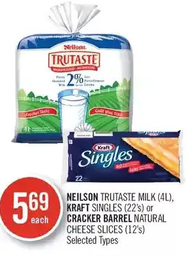 Shoppers Drug Mart Neilson trutaste milk, kraft singles or cracker barrel natural cheese slices offer