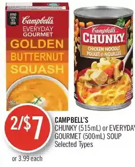 Shoppers Drug Mart Campbell's chunky or everyday gourmet soup offer