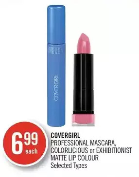 Shoppers Drug Mart Covergirl professional mascara, colorlicious or exhibitionist matte lip colour offer
