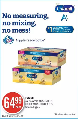 Shoppers Drug Mart Enfamil a+ or a+2 ready-to-feed liquid baby formula offer