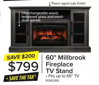 Leon's 60 millbrook fireplace tv stand offer