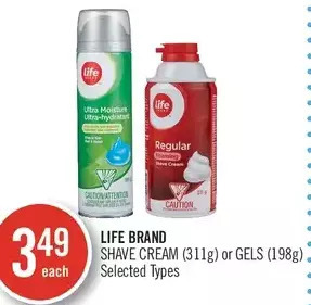 Shoppers Drug Mart Life brand shave cream or gels offer