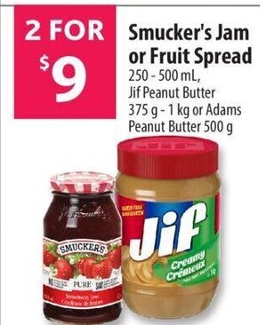 Co-op Smucker's Jam or Fruit Spread offer