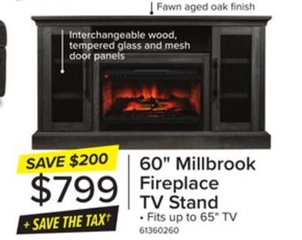 Leon's Millbrook fireplace tv stand - fawn aged oak offer