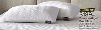 Leon's Tempur-pedic tempur-align prolo pillow offer