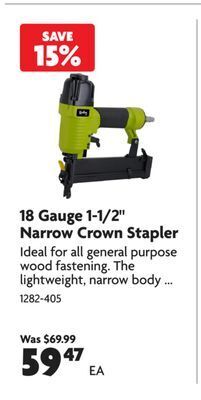Home Hardware Gauge 1-1/2 narrow crown stapler offer