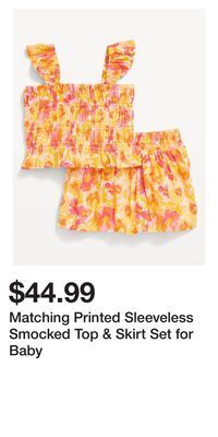 Old Navy Matching printed sleeveless smocked top & skirt set for baby offer